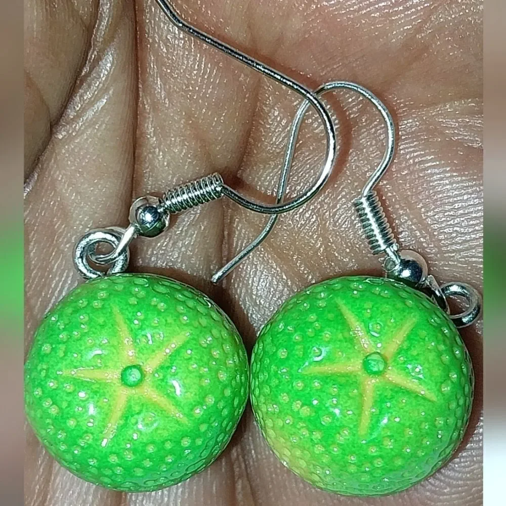 Green Super cute Orange Fruit Earrings